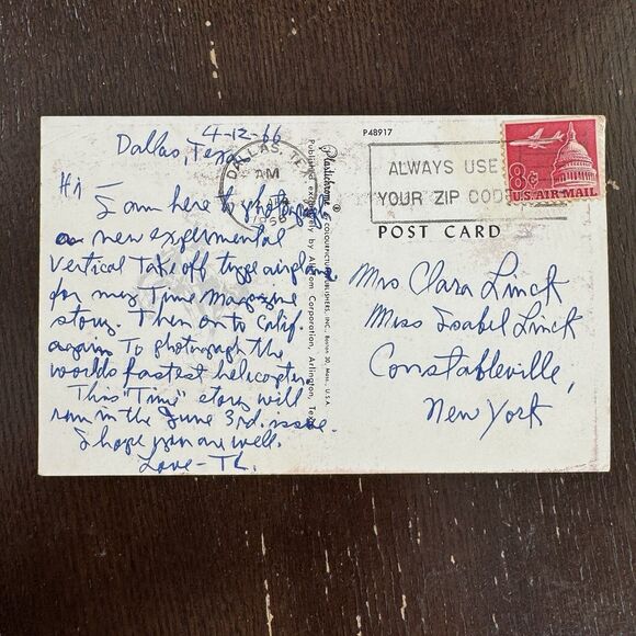 Postcard From Time Magazine Photographer Covering Vertical  Flight & Helicopter - Picture 2 of 4